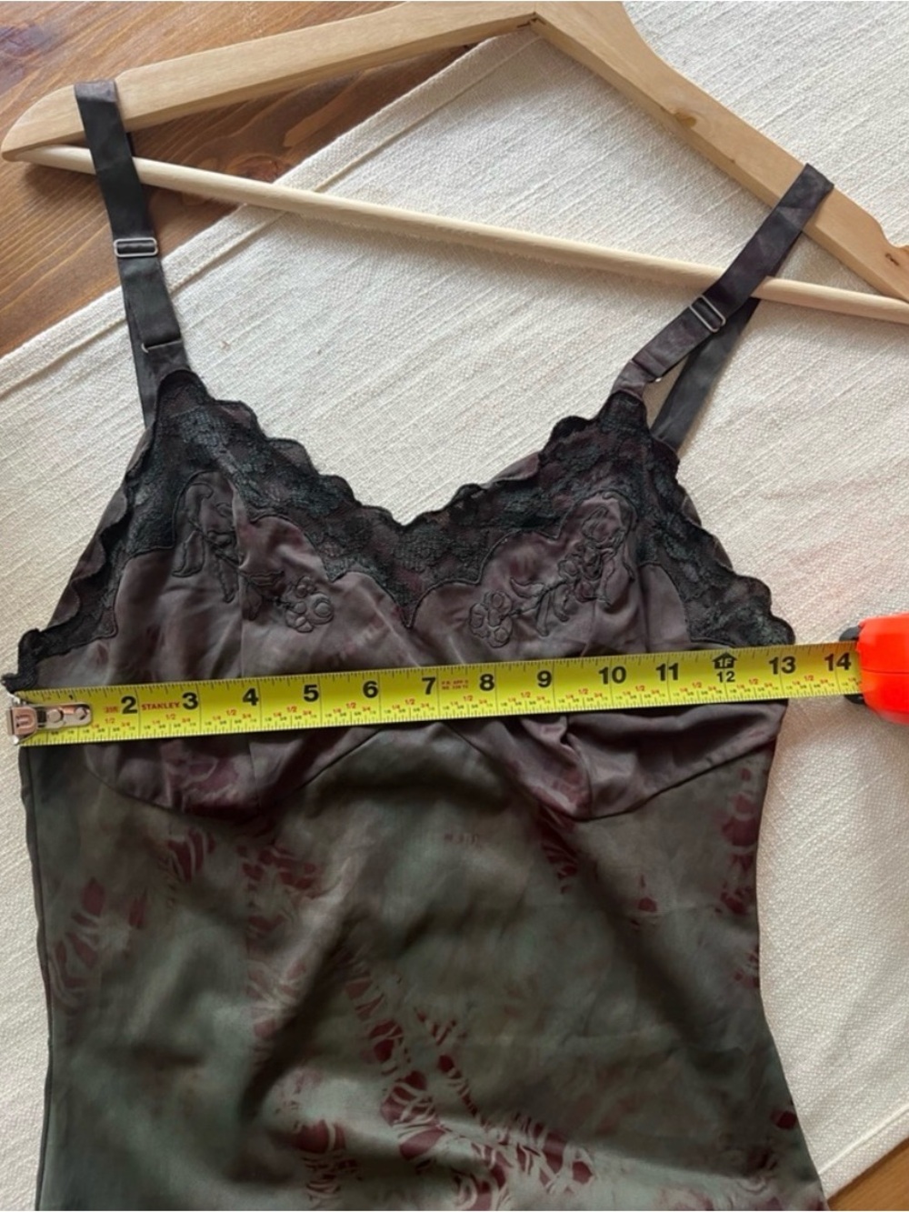 Silky Floral Lace Trim Slip Chemise in Mauve - Picture 6 of 6